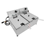 FRITADEIRA ELÉTRICA INOX 2 CUBAS DE 6 LITROS CADA CUBA COM CESTO CROMADO 127V - MARCA SPOLU